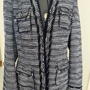 Women's Blue and White Tweed Jacket